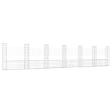 U-shape Gabion Basket with 7 Posts Iron 740x20x150 cm