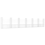 U-shape Gabion Basket with 7 Posts Iron 740x20x150 cm - Front View