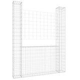 U-shape Gabion Basket with 2 Posts Iron 140x20x200 cm - Front View