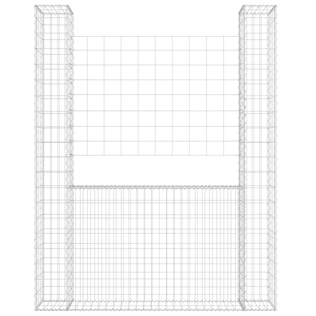 U-shape Gabion Basket with 2 Posts Iron 140x20x200 cm
