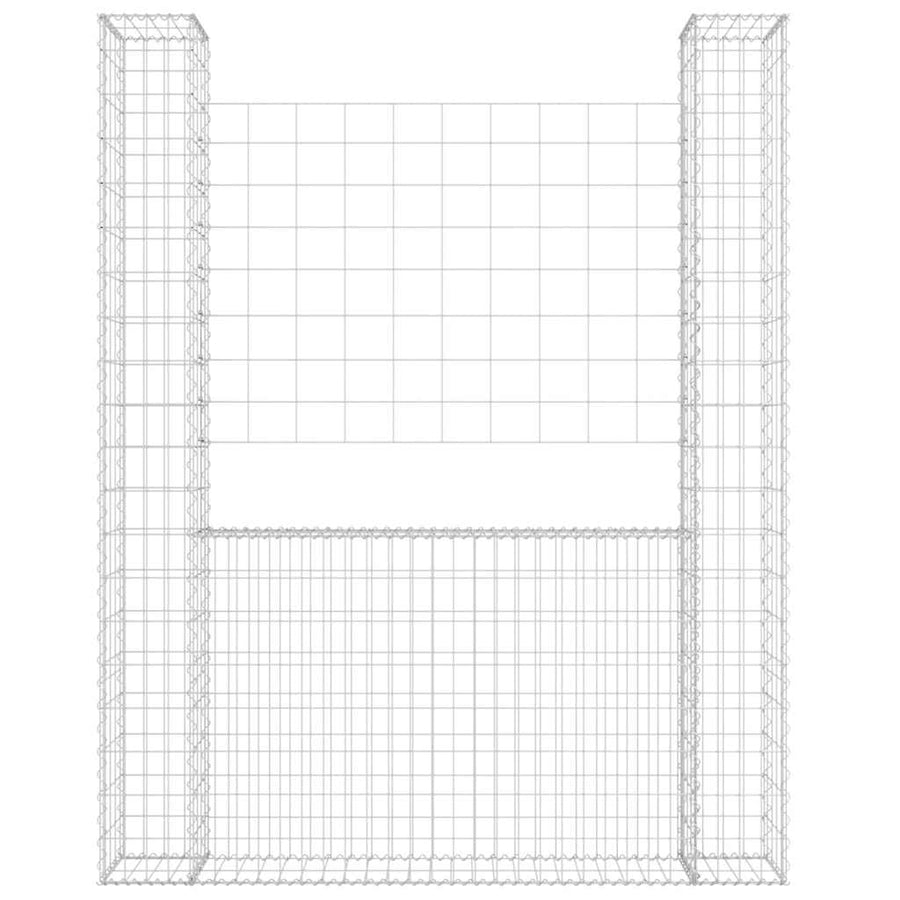 U-shape Gabion Basket with 2 Posts Iron 140x20x200 cm