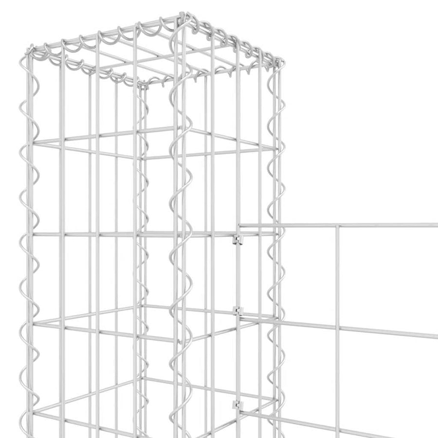 U-shape Gabion Basket with 2 Posts Iron 140x20x200 cm