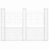 U-shape Gabion Basket with 3 Posts Iron 260x20x200 cm