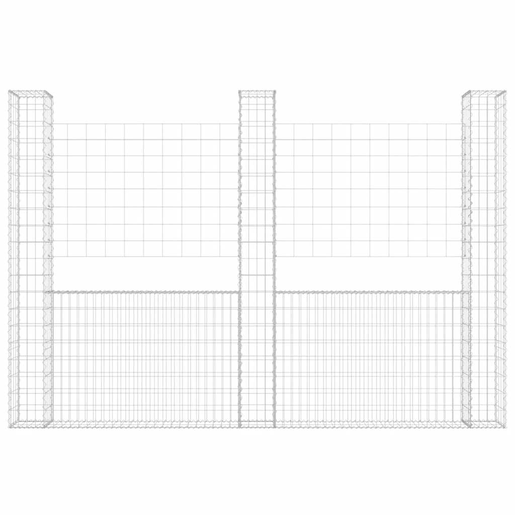 U-shape Gabion Basket with 3 Posts Iron 260x20x200 cm