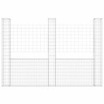 U-shape Gabion Basket with 3 Posts Iron 260x20x200 cm