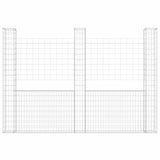 U-shape Gabion Basket with 3 Posts Iron 260x20x200 cm - Side View