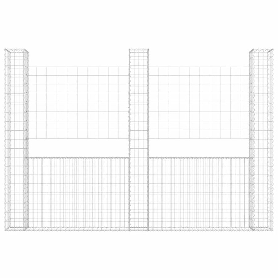 U-shape Gabion Basket with 3 Posts Iron 260x20x200 cm