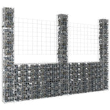U-shape Gabion Basket with 3 Posts Iron 260x20x200 cm