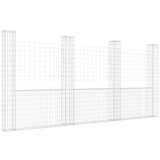 U-shape Gabion Basket with 4 Posts Iron 380x20x200 cm - Front View