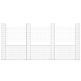 U-shape Gabion Basket with 4 Posts Iron 380x20x200 cm