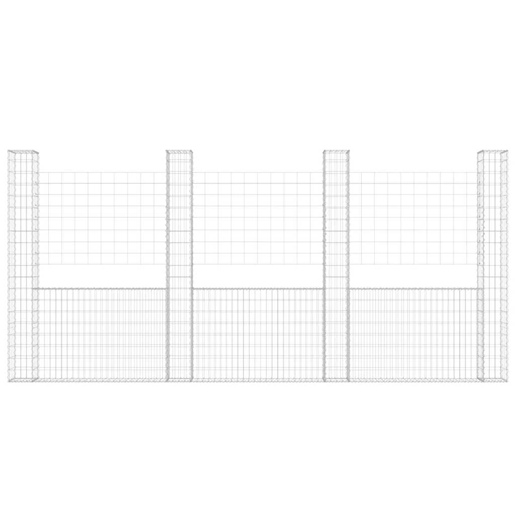 U-shape Gabion Basket with 4 Posts Iron 380x20x200 cm