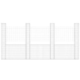 U-shape Gabion Basket with 4 Posts Iron 380x20x200 cm - Side View