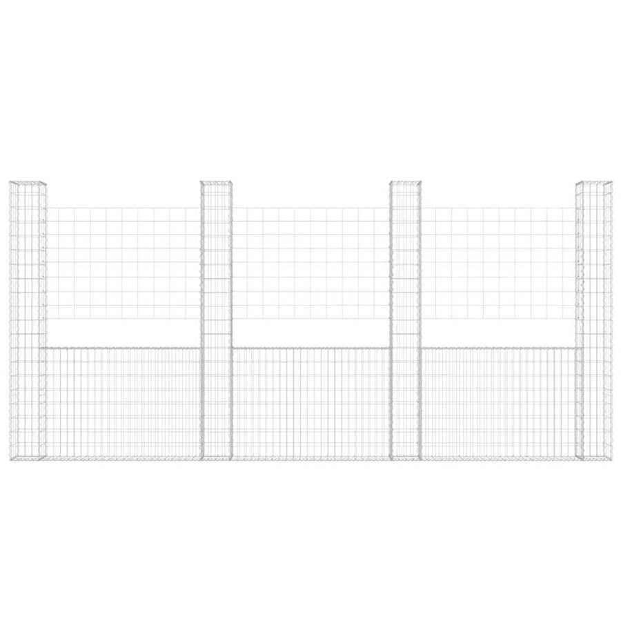 U-shape Gabion Basket with 4 Posts Iron 380x20x200 cm