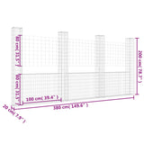 U-shape Gabion Basket with 4 Posts Iron 380x20x200 cm