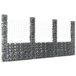 U-shape Gabion Basket with 4 Posts Iron 380x20x200 cm