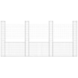 U-shape Gabion Basket with 5 Posts Iron 500x20x200 cm - Side View