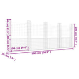 U-shape Gabion Basket with 5 Posts Iron 500x20x200 cm - Rear View