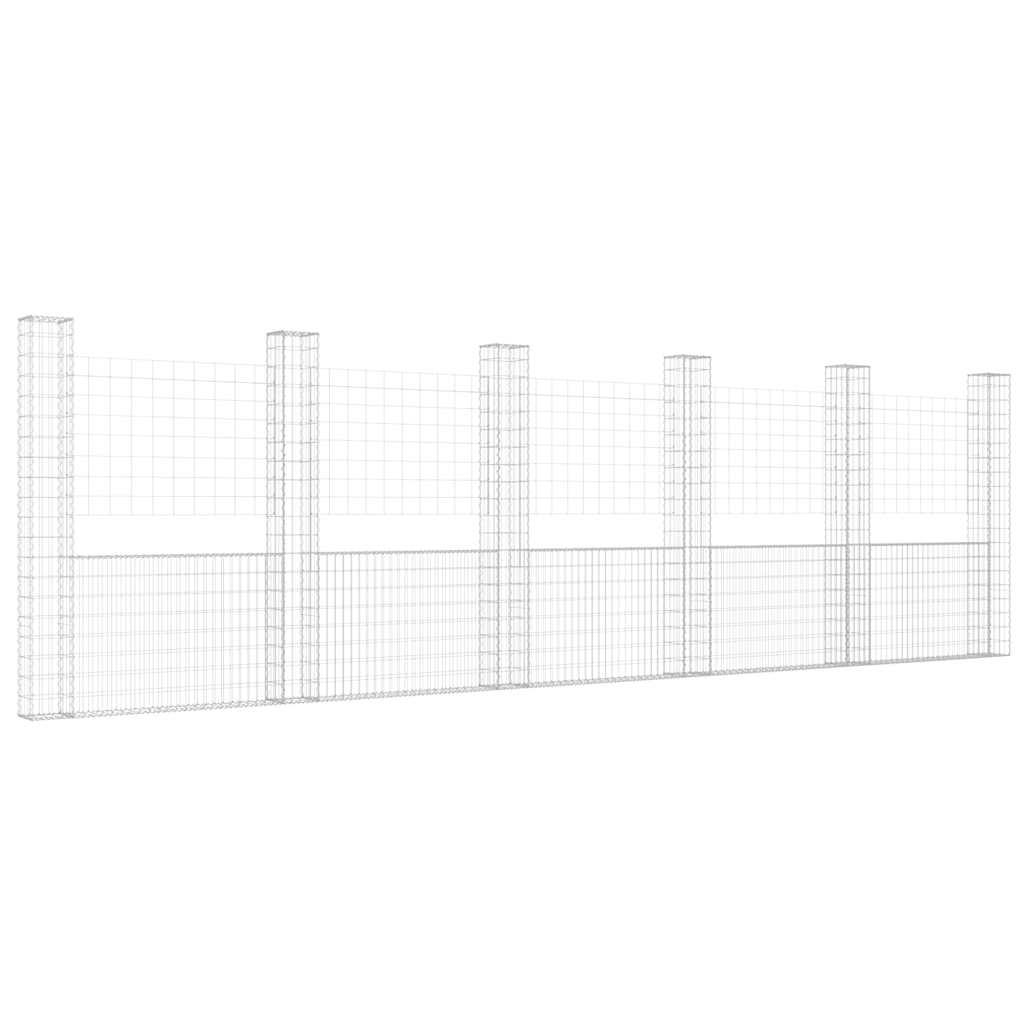 U-shape Gabion Basket with 6 Posts Iron 620x20x200 cm