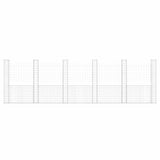 U-shape Gabion Basket with 6 Posts Iron 620x20x200 cm - Side View