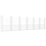 U-shape Gabion Basket with 7 Posts Iron 740x20x200 cm