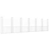 U-shape Gabion Basket with 7 Posts Iron 740x20x200 cm - Front View