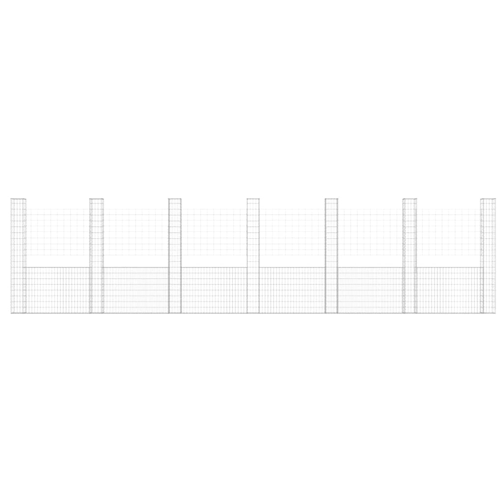 U-shape Gabion Basket with 7 Posts Iron 740x20x200 cm