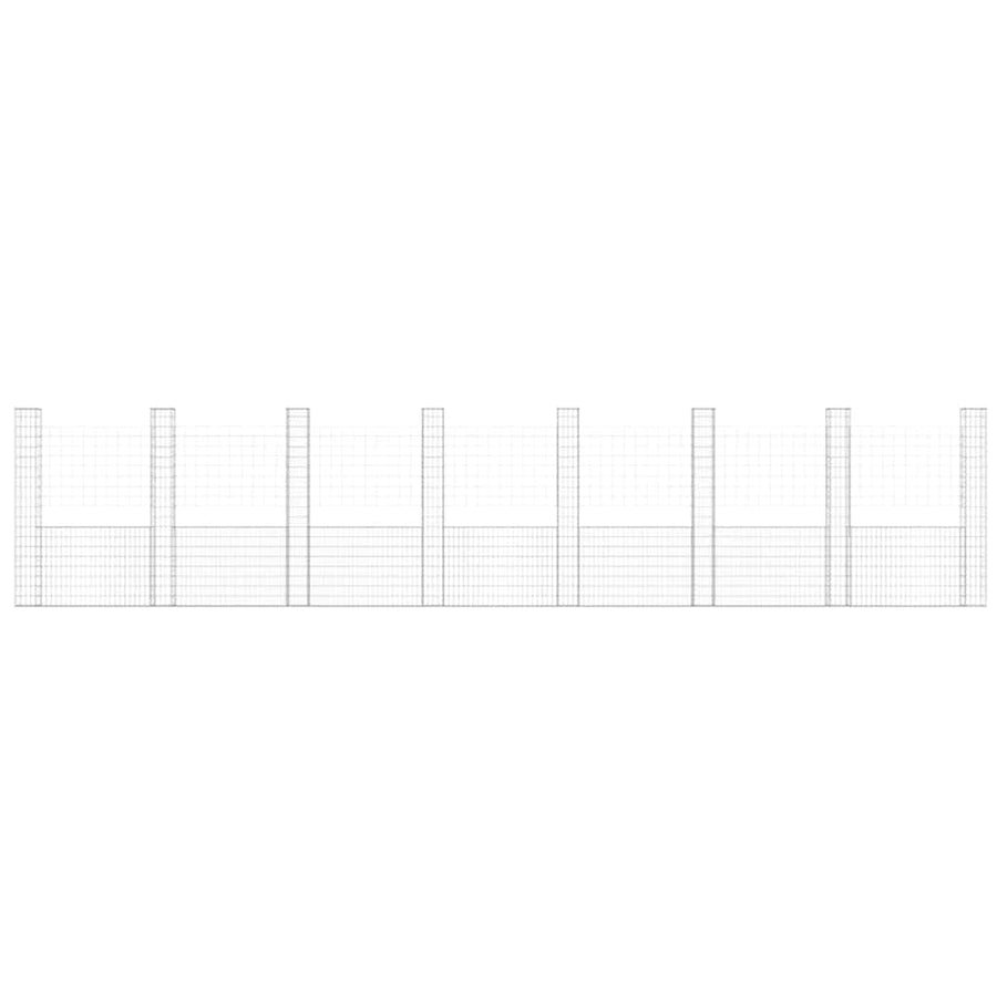U-shape Gabion Basket with 8 Posts Iron 860x20x200 cm