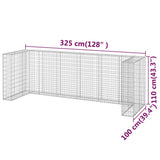 Gabion Wall for Garbage Bins Galvanised Steel 325x100x110 cm - Low Angle