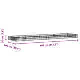 Gabion Raised Bed Galvanised Steel 400x100x20 cm - Extra Image