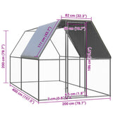 Outdoor Chicken Cage 2x4x2 m Galvanised Steel - 45-Degree Angle