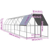Outdoor Chicken Cage 2x12x2 m Galvanised Steel - 45-Degree Angle