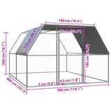 Outdoor Chicken Cage 3x4x2 m Galvanised Steel - 45-Degree Angle