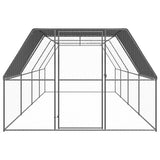 Outdoor Chicken Cage 3x8x2 m Galvanised Steel - Front View