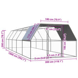 Outdoor Chicken Cage 3x10x2 m Galvanised Steel - 45-Degree Angle