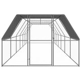 Outdoor Chicken Cage 3x12x2 m Galvanised Steel - Front View