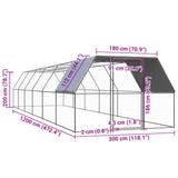 Outdoor Chicken Cage 3x12x2 m Galvanised Steel - 45-Degree Angle