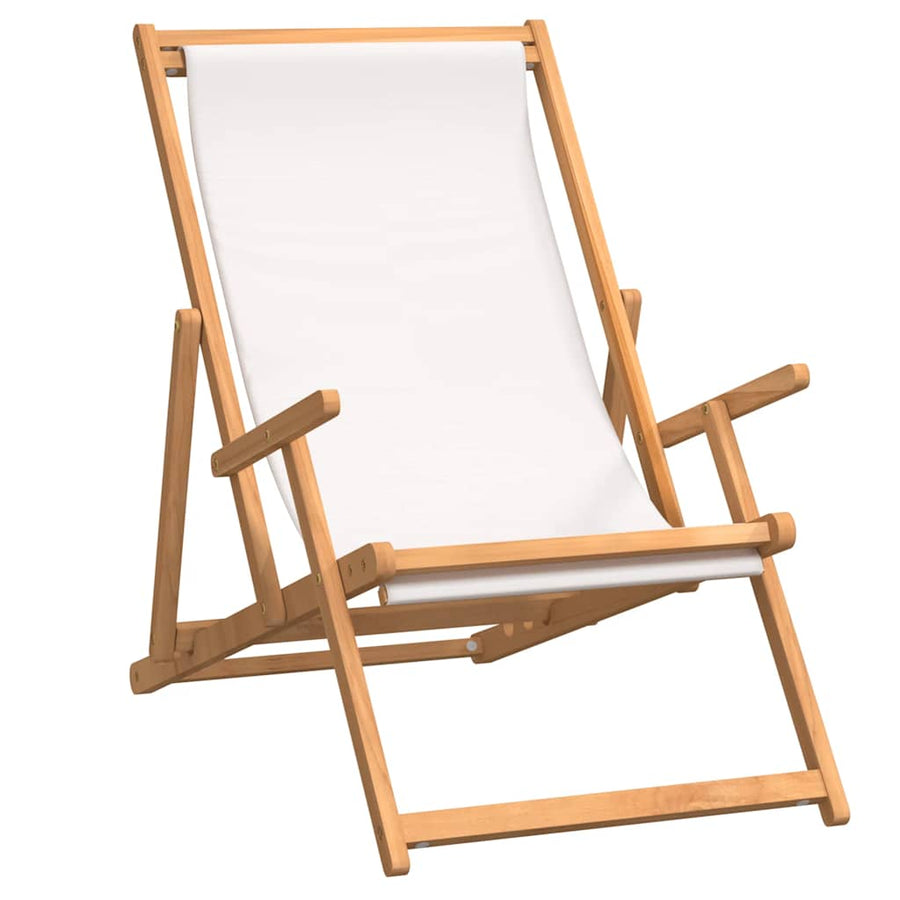 Folding Chair Solid Wood Teak Cream