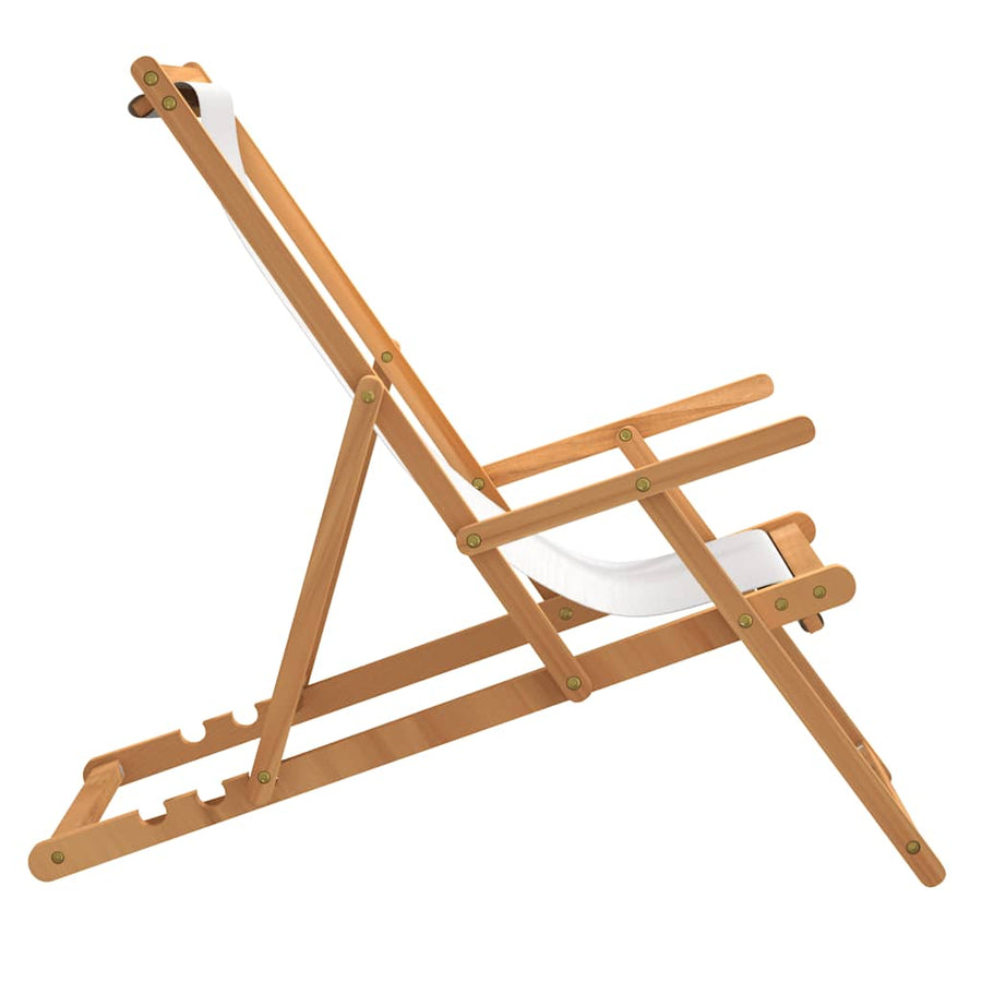 Folding Chair Solid Wood Teak Cream
