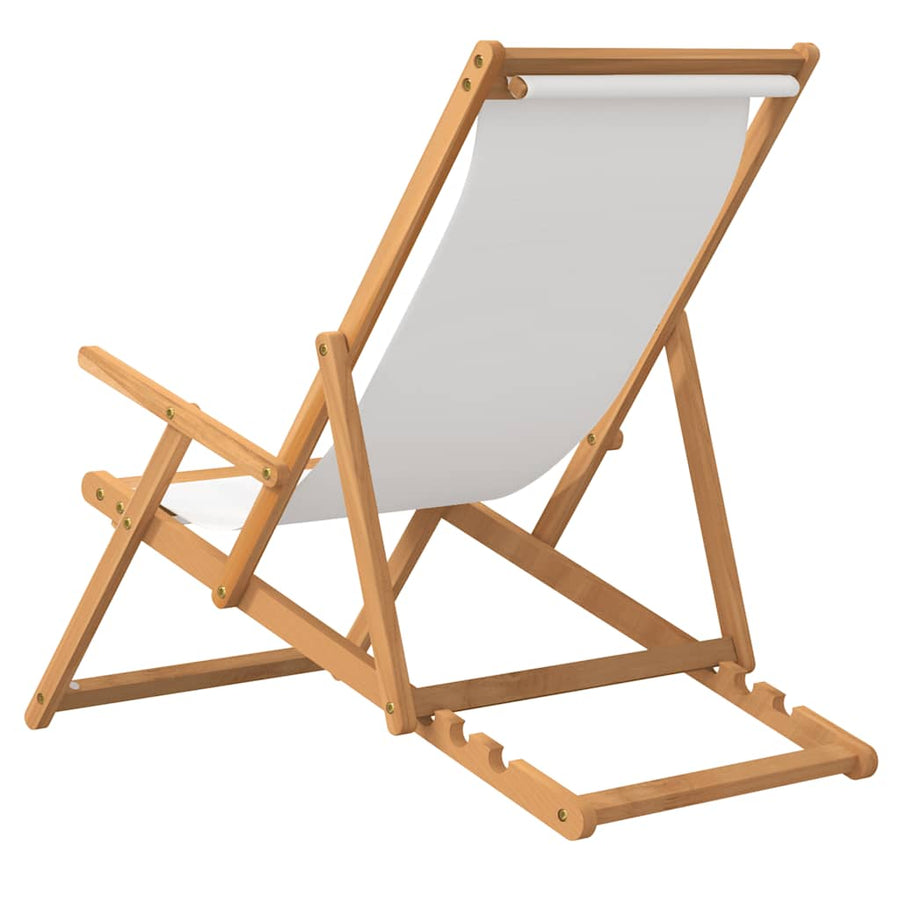Folding Chair Solid Wood Teak Cream