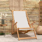 Folding Chair Solid Wood Teak Cream