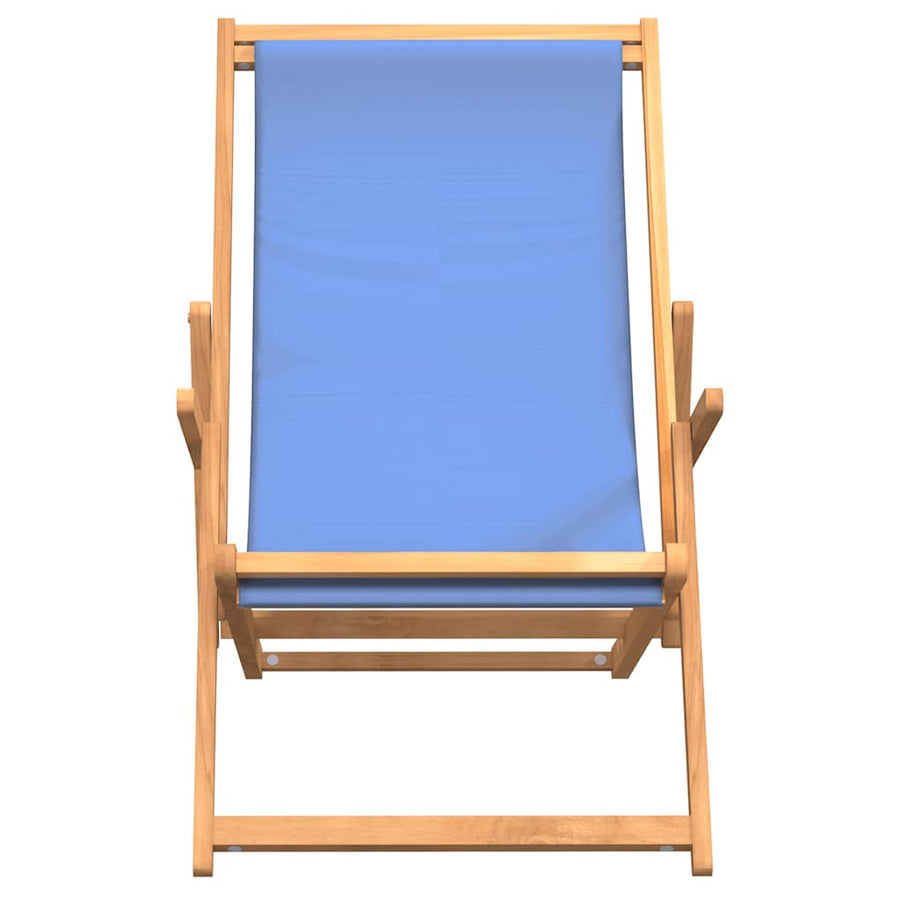 Folding Chair Solid Wood Teak Blue