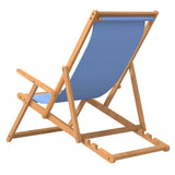 Folding Beach Chair Solid Wood Teak Blue - 45-Degree Angle
