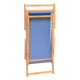 Folding Beach Chair Solid Wood Teak Blue - Rear View