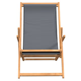 Folding Beach Chair Solid Wood Teak Grey - Side View