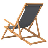 Folding Beach Chair Solid Wood Teak Grey - 45-Degree Angle