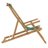 Folding Beach Chair Solid Wood Teak Green - Top-Down View