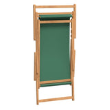 Folding Beach Chair Solid Wood Teak Green - Rear View
