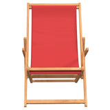 Folding Beach Chair Solid Wood Teak Red - Side View