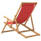 Folding Beach Chair Solid Wood Teak Red - 45-Degree Angle