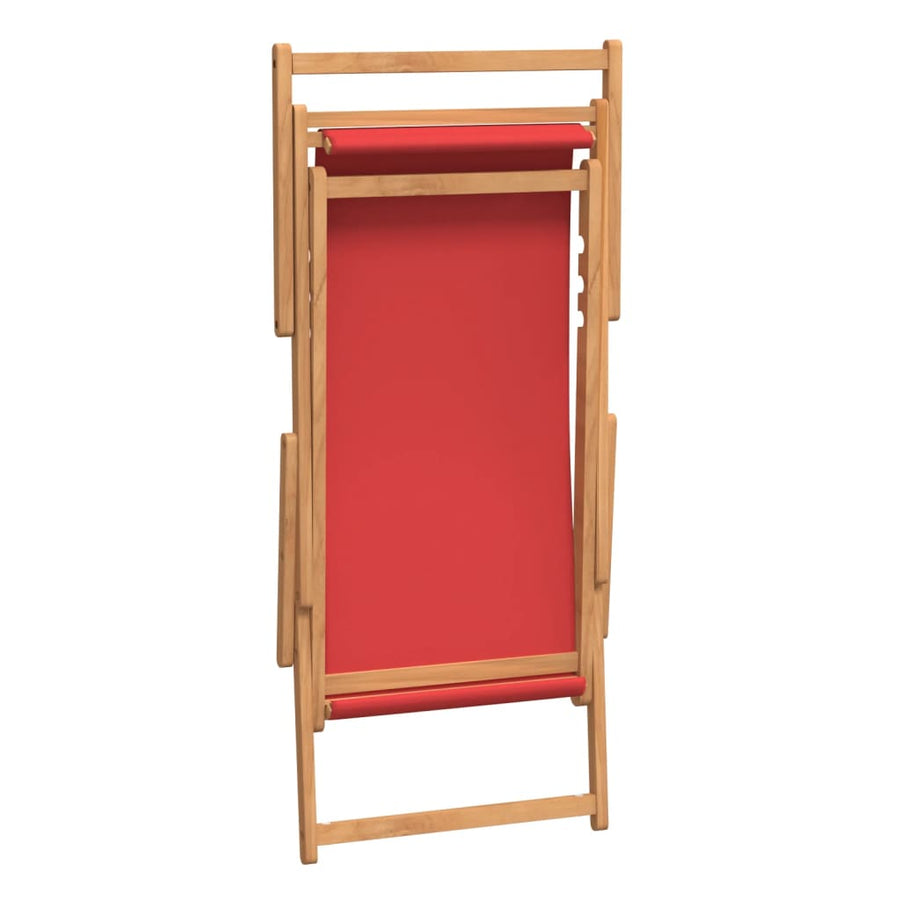 Folding Chair Solid Wood Teak Red